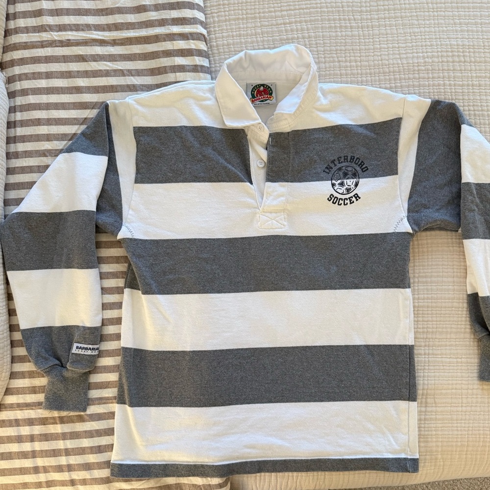 Rugby Striped Shirt - Gray and White